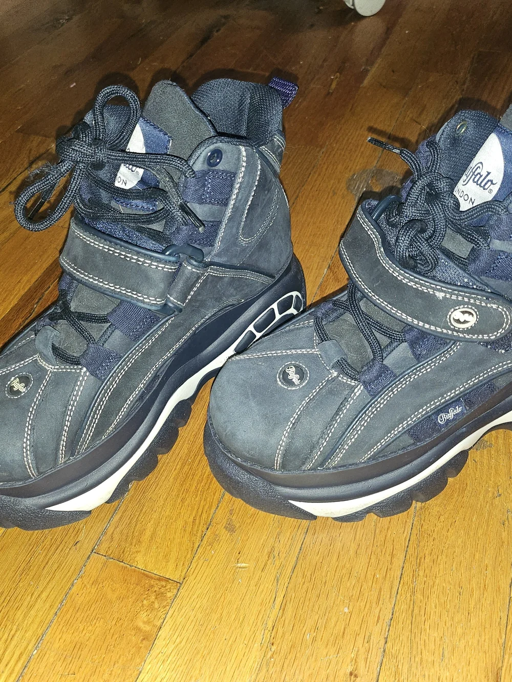 Kids Black and Navy High-Top Sneakers